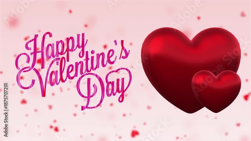 Wallpaper Mural happy valentine s day with shiny red hearts and pink text Torontodigital.ca