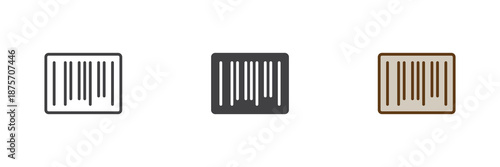 Barcode label different style icon set. Line, solid and filled outline colorful icon, vector sign and symbol. Barcode icon for grocery products, scanning and retail icon.