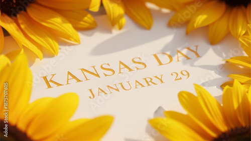 Sunflowers on Kansas Calendar January Page Closeup