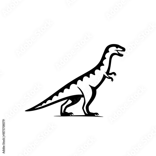 Carnotaurus. Carnotaurus simple black and white line art vector logo