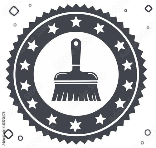 Cleaning Brush Badge Seal Emblem Icon Symbol Vector Art Illustration