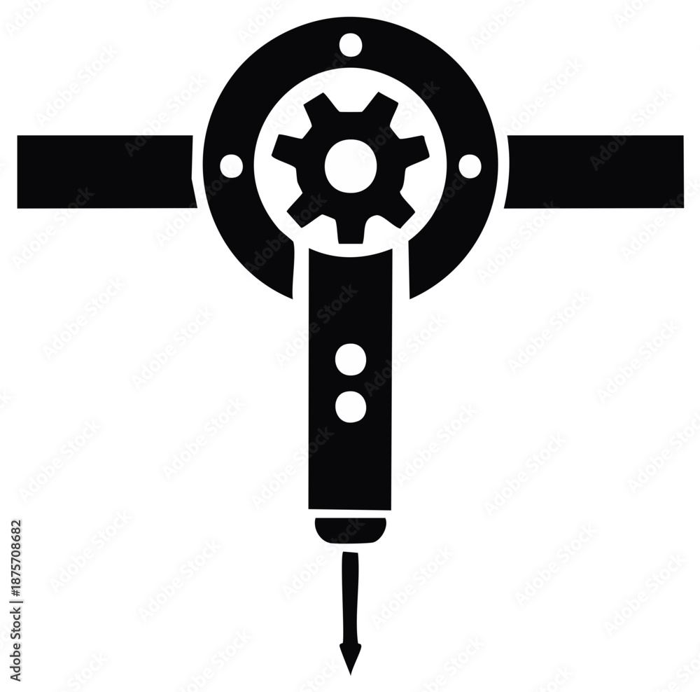 Obraz premium Drilling Machine Icon Vector, Construction Drill Equipment Silhouette, Machinery Symbol
