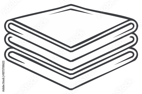 Neatly Stacked Cloth Napkins: Soft Fabric Squares Arranged in a Line Art Style Illustration