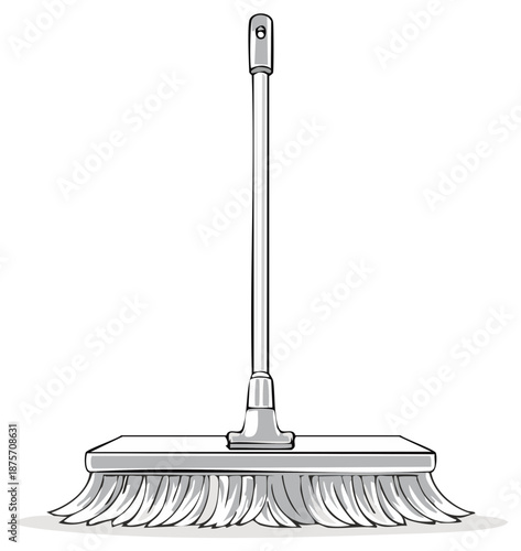 Vector illustration of a cleaning mop with a long handle and bristles