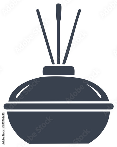 Aromatherapy reed diffuser with scented sticks solid glyph icon for spa and home decor