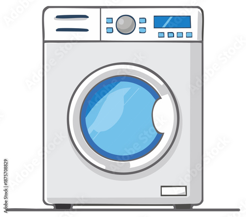 Front Loading White Washing Machine for Cleaning Laundry with Control Panel