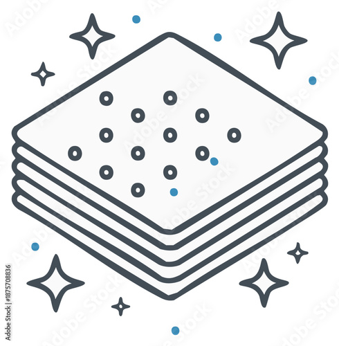 Icon of a clean folded stack of absorbent fabric with sparkles