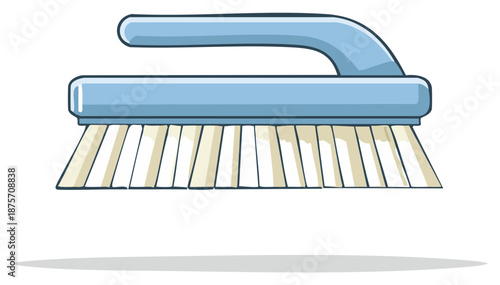 Cartoon Style Scrub Brush with Blue Handle for Cleaning and Household Use