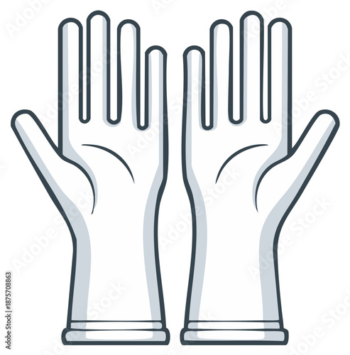 Vector illustration of white protective rubber gloves for cleaning or medical safety