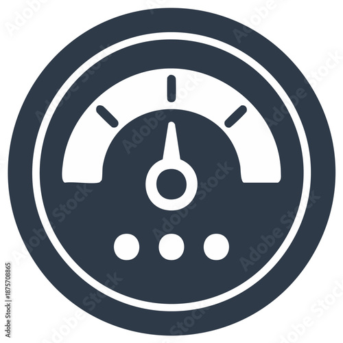 Speedometer Icon Design Indicating Performance Level Round Dashboard Vector Graphic