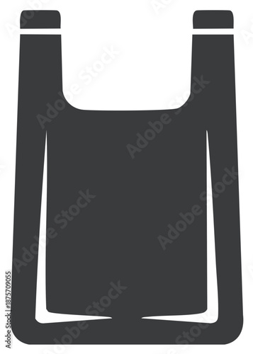 Simple dark grey plastic shopping bag icon for retail, groceries, and environmental issues