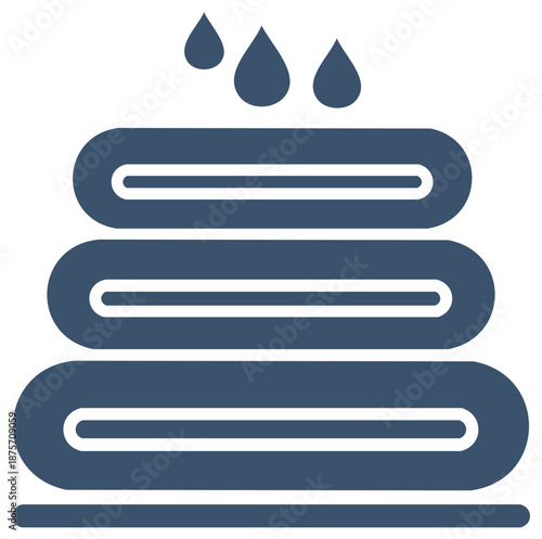 Icon symbolizing clean folded laundry with water drops indicating washing or moisture