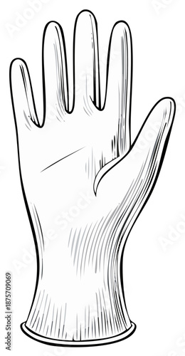 Illustrated protective glove design element for healthcare medical safety and cleaning hygiene