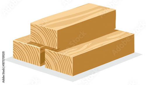 Stacked Wooden Beams or Blocks with Visible Wood Grain Patterns