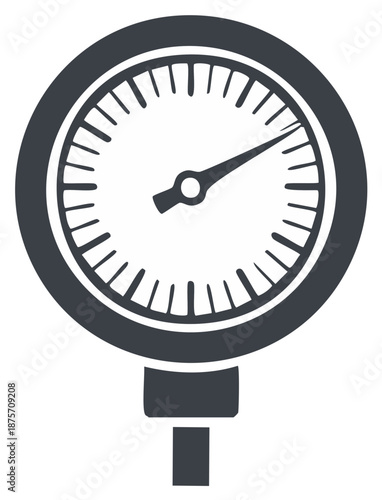 Monochrome vector icon of an industrial pressure gauge or manometer for measurement