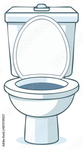 Clean white toilet with an open lid vector cartoon illustration