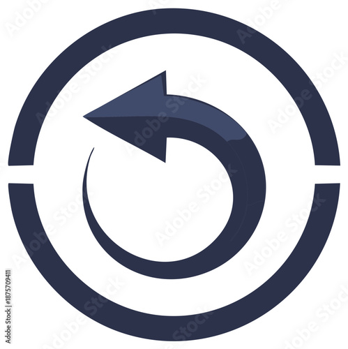 Circular arrow in a loop representing feedback or return concept, vector illustration