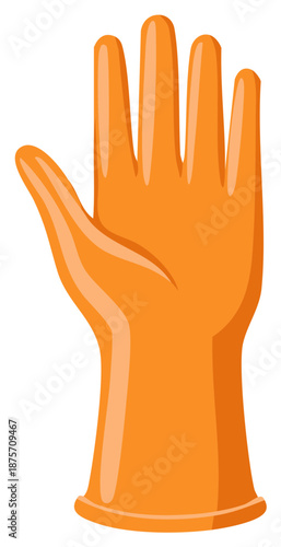 Bright orange protective cleaning rubber glove illustration for household chores