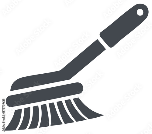 Handled Brush Cleaning Tool Illustration Design for Household Chores or Janitorial Service