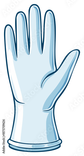 Cartoon Illustration of a Sanitized Latex Glove Used for Cleaning, Protection, or Medical Purposes