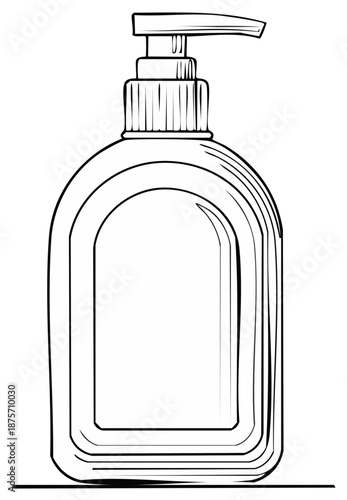 Contoured Soap or Lotion Dispenser Outline Art for Sanitizing and Personal Care