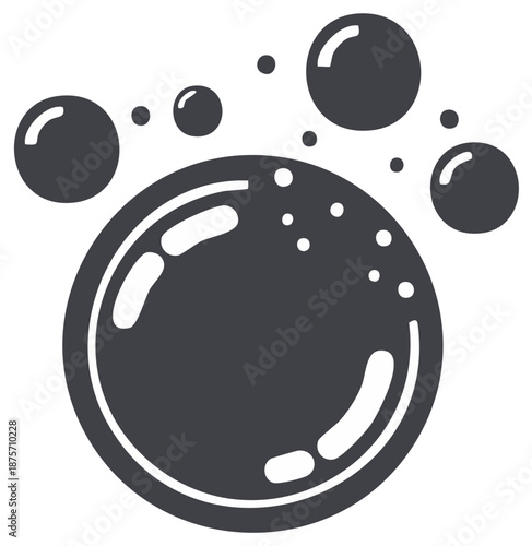 Simple flat design vector icon of soap bubbles floating in a cluster symbol for cleanliness and washing