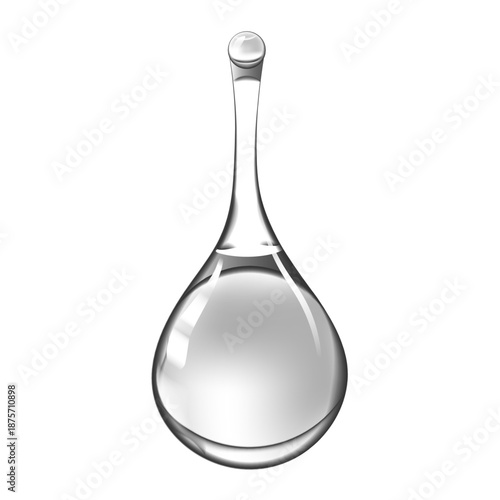 Realistic glossy clear water droplet or drop PNG overlay on transparent background for liquid water-drop cosmetic science and design use