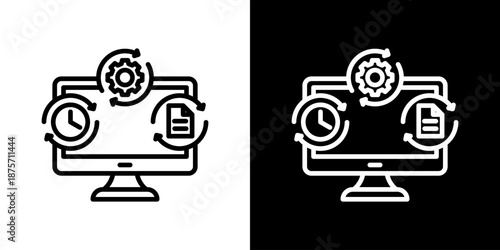 Automation Icon Set Vector Collection Style Line Isolated In Black And White