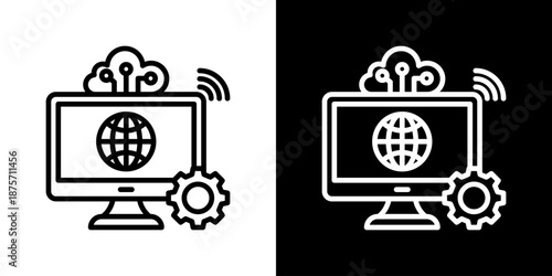 It Icon Set Vector Collection Style Line Isolated In Black And White
