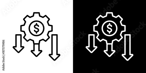 Reduce Cost Icon Set Vector Collection Style Line Isolated In Black And White