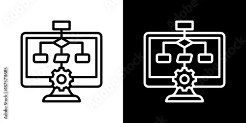 Algorithm Icon Set Vector Collection Style Line Isolated In Black And White
