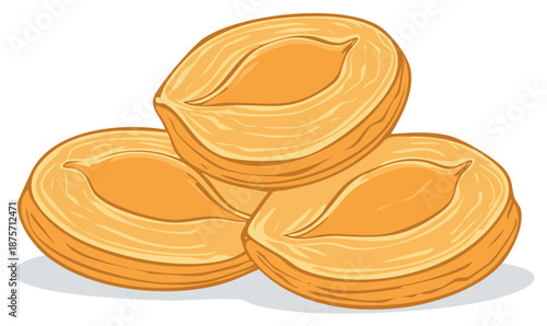 Apricot Halves Fruit Still Life, Cartoon Illustration of Sliced Apricots, Delicious Food, Vegan Ingredient