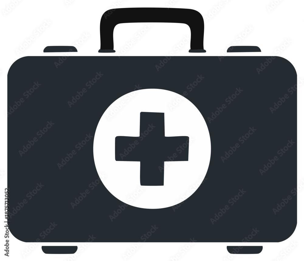 Obraz premium First Aid Kit Graphic with Medical Cross, Healthcare, Emergency