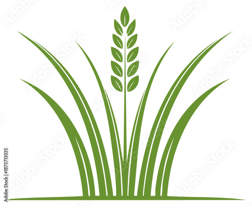 Minimalist Green Wheat Grain Graphic Design for Agriculture Farming Industry