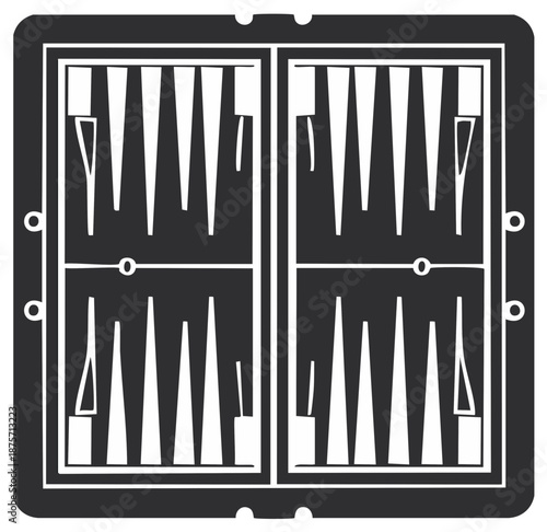Classic backgammon board game illustration with iconic points and playing field design