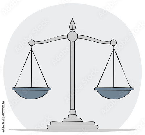 Scales of justice illustration. A balance, depicting law, equality, fairness, judgment, and impartiality.