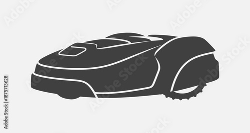 Modern robotic lawn mower illustration on a clean white background