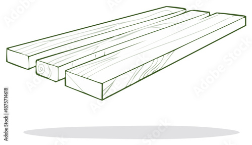 Three wooden planks illustration showing natural timber grain and texture