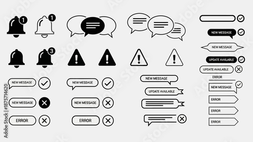 Black and White UI Icons Set.