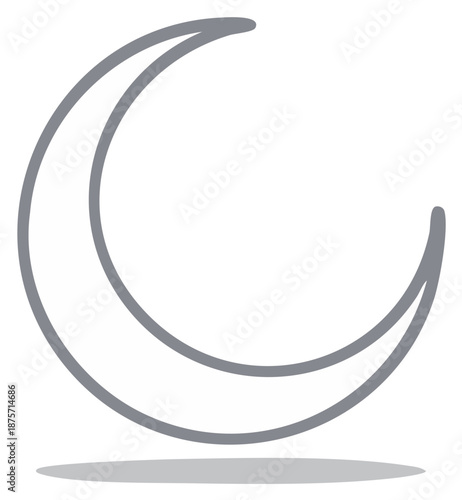 Simple Grey Crescent Moon Outline Icon Celestial Night Sky Symbol