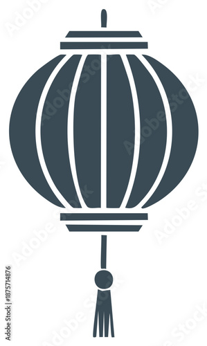 Traditional Chinese decorative lantern vector icon with tassel for cultural celebration