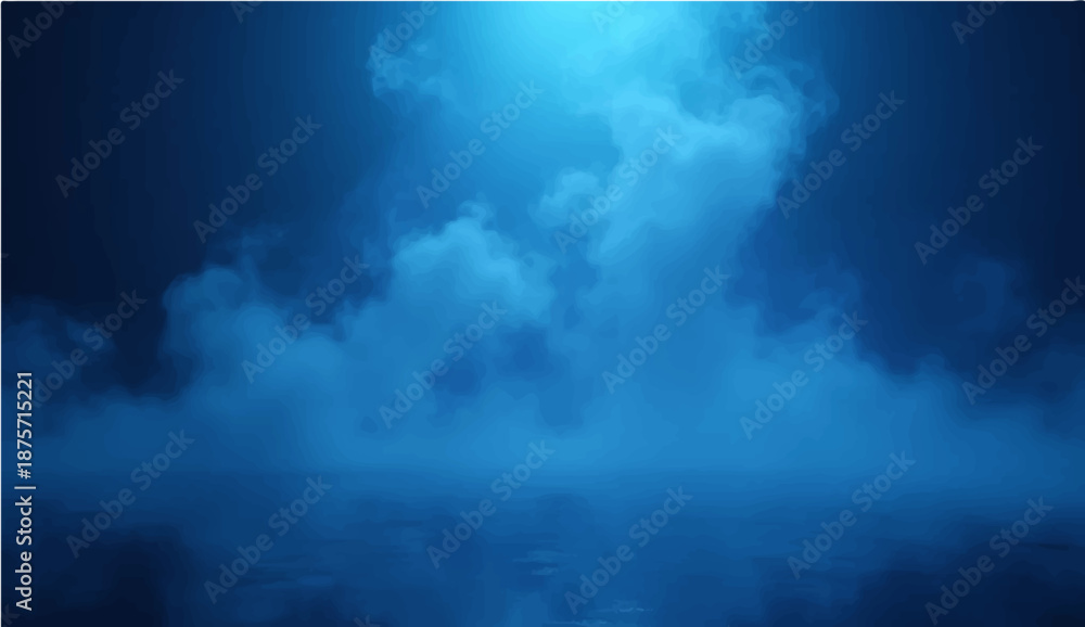Fototapeta premium A serene blue sky with white clouds reflects over the calm sea as a bright sun illuminates the vast nature and airy cloudscape of a clear day