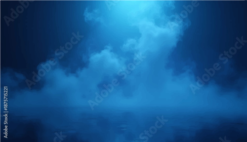 A serene blue sky with white clouds reflects over the calm sea as a bright sun illuminates the vast nature and airy cloudscape of a clear day