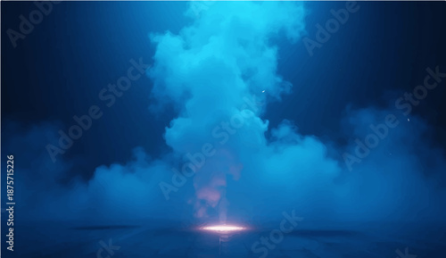 A serene blue sky with white clouds reflects over the calm sea as a bright sun illuminates the vast nature and airy cloudscape of a clear day