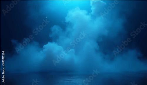 A serene blue sky with white clouds reflects over the calm sea as a bright sun illuminates the vast nature and airy cloudscape of a clear day