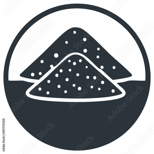 Icon of abstract powder piles within a circle