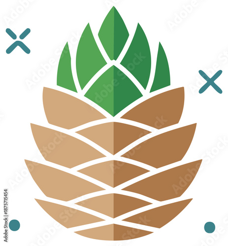 Stylized Pinecone Icon with Decorative Elements
