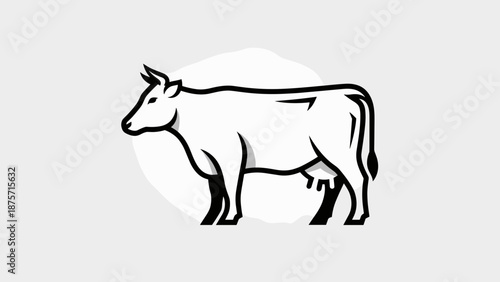 Black and White Cow Illustration.