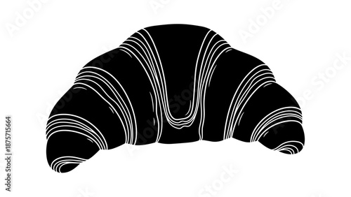 Black and White Croissant Illustration.