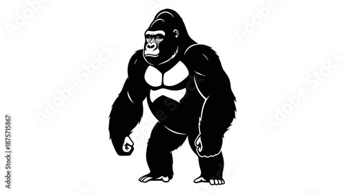 Black and White Gorilla Illustration.